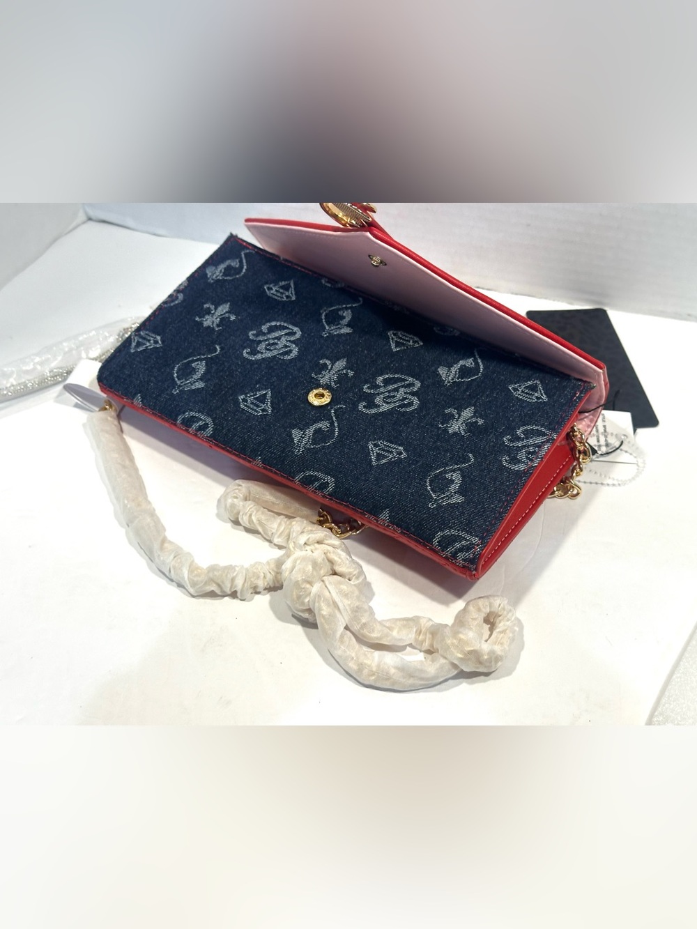 Baby Phat Quilted Red Crossbody Bag with Chain Strap - Picture 5 of 8